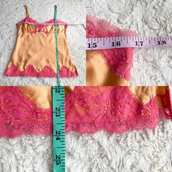 Express silk satin beaded lace trim camisole fairy‎ coquette vintage Y2K top M - Picture 4 of 14